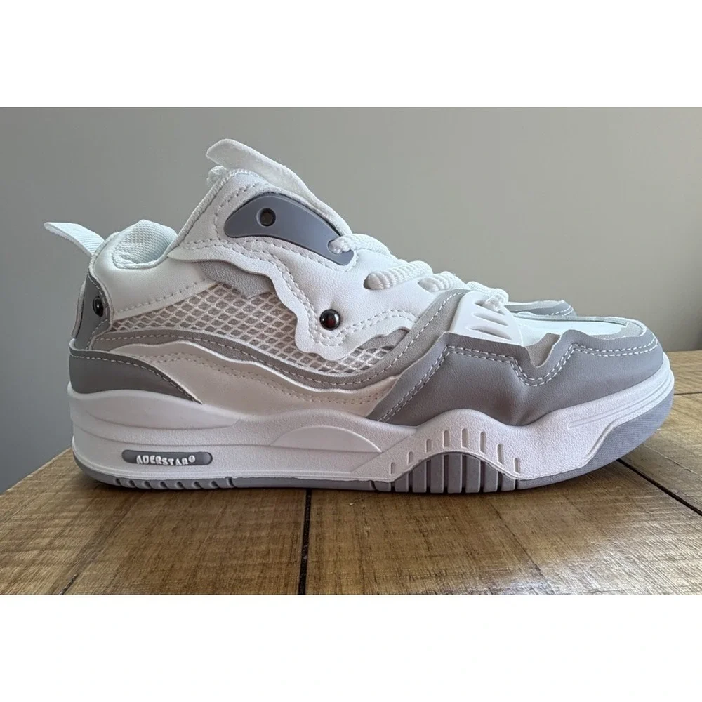 Skoo Wood ADERSTAR Mens 7.5 / EU 40 Sneakers Low Top Mesh White Grey Chunky
